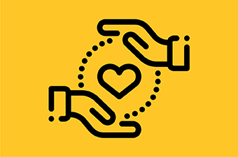 Hands holding heart logo