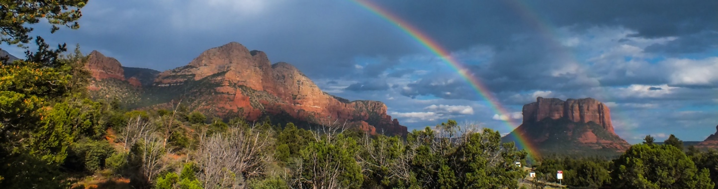 rainbow in mountains