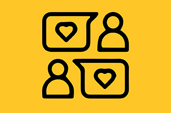 heart speech bubble conversation graphic