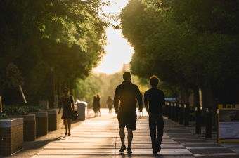 People walking down a path